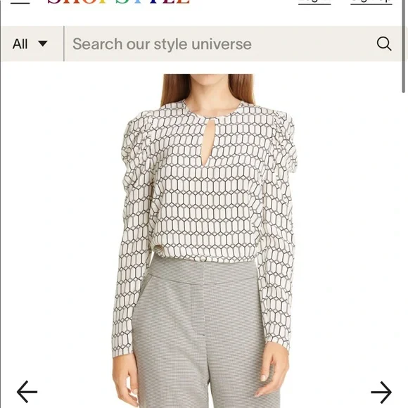 Judith and Charles Ana Silk Blouse -off white/black, brand new! size 00 - Picture 1 of 7